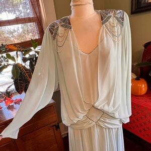 “Golden Girls” Vintage Light Blue Dress with Silver Accents